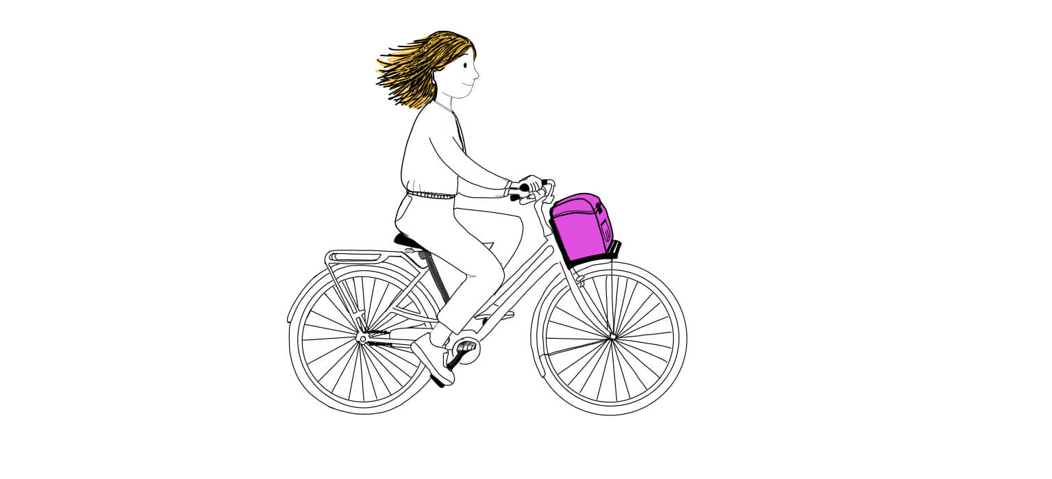 Illustration d'Aurélie en vélo
